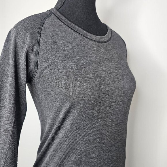 Lululemon Swiftly Tech Long Sleeve Crew Heathered Dark Slate Size 8 Hip Length - Picture 7 of 16